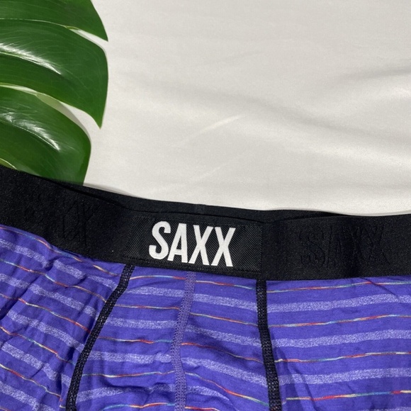 NIB SAXX‎ [ Small ] Vibe Stretch Boxer Briefs in Purple Gradient Stripe - Picture 11 of 16
